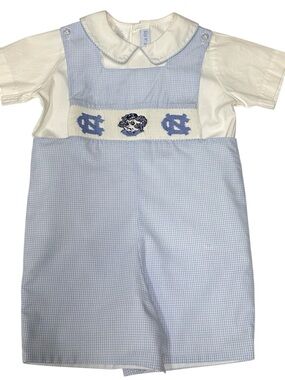 Boys Vive La Fete UNC RAM Smocked Blue White Jon Jon Set & Shirt 2 Pc Lined 4T